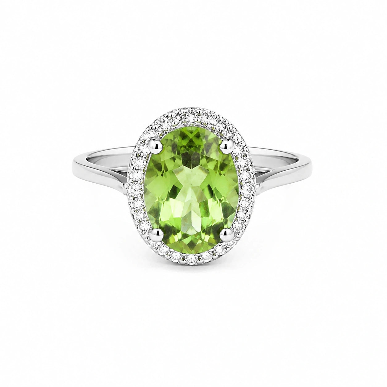 White Gold Diamond & Green Amethyst — Diodata