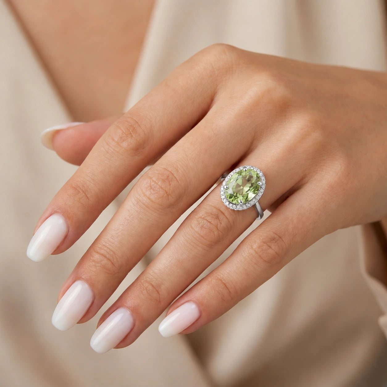 White Gold Diamond & Green Amethyst — Diodata