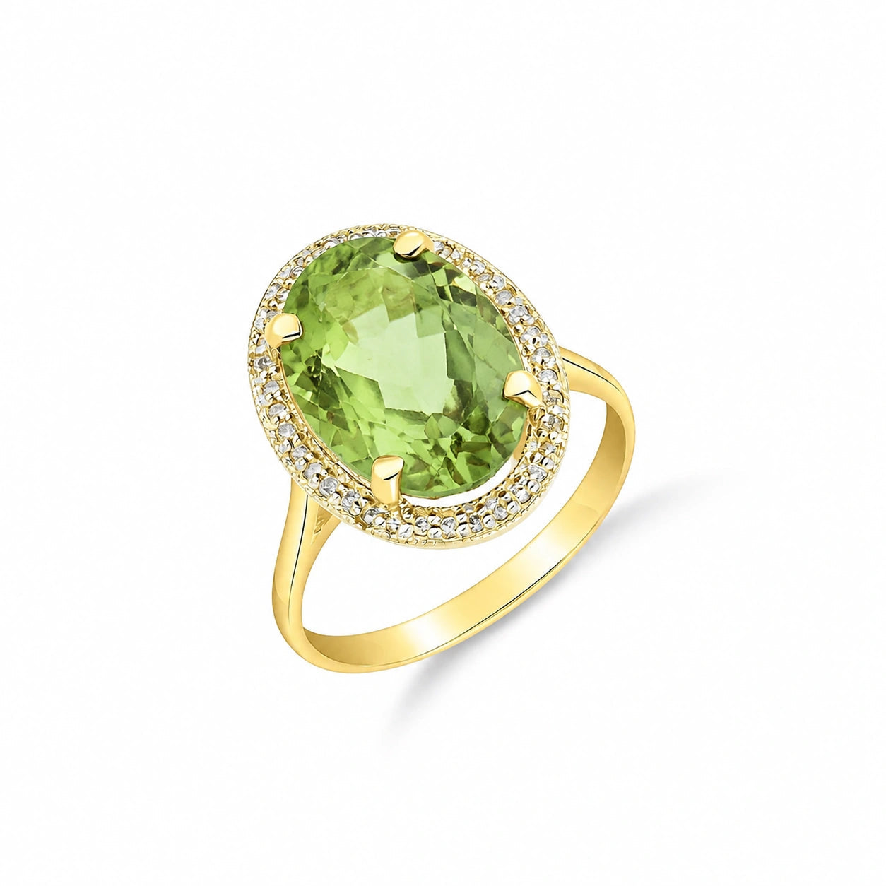 Yellow Gold Diamond & Green Amethyst — Diodata