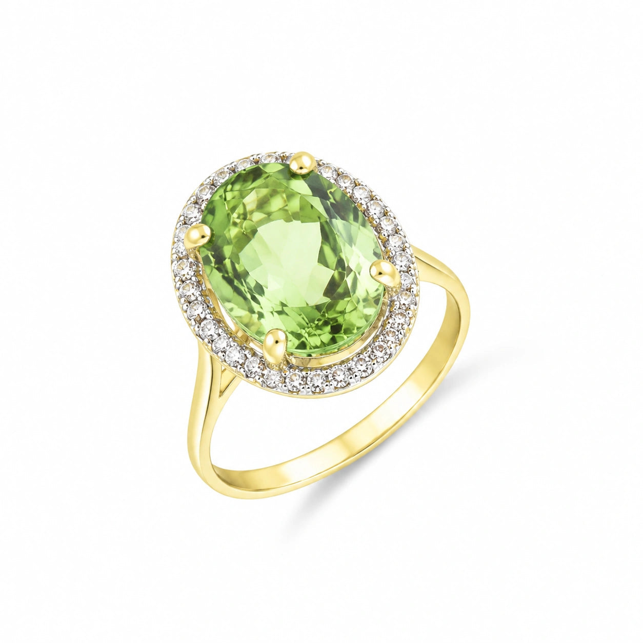Yellow Gold Diamond & Green Amethyst — Diodata
