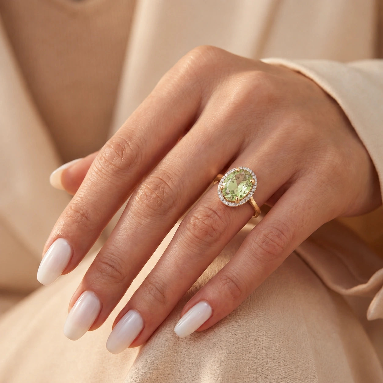 Yellow Gold Diamond & Green Amethyst — Diodata