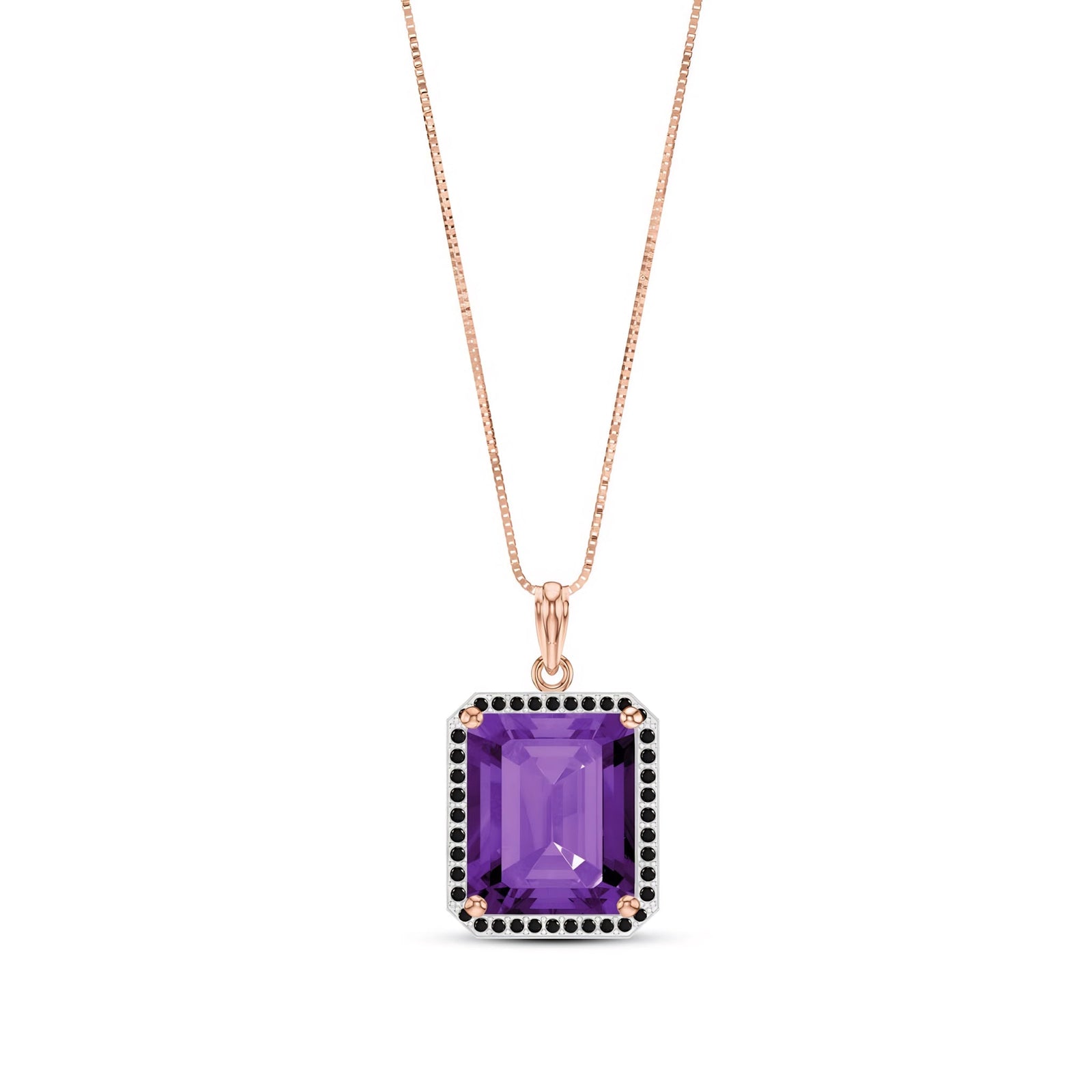 Rose Gold Pendant Necklace Amethyst 10K — Cinzia