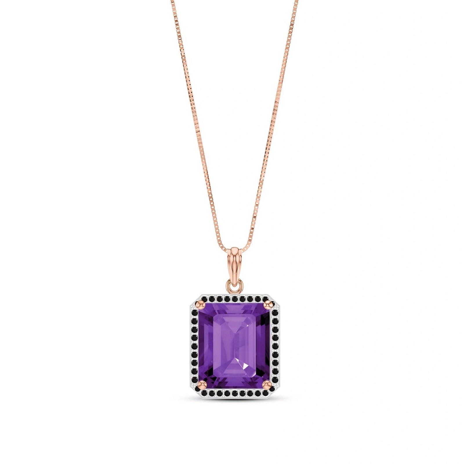 Rose Gold Pendant Necklace Amethyst 10K — Cinzia