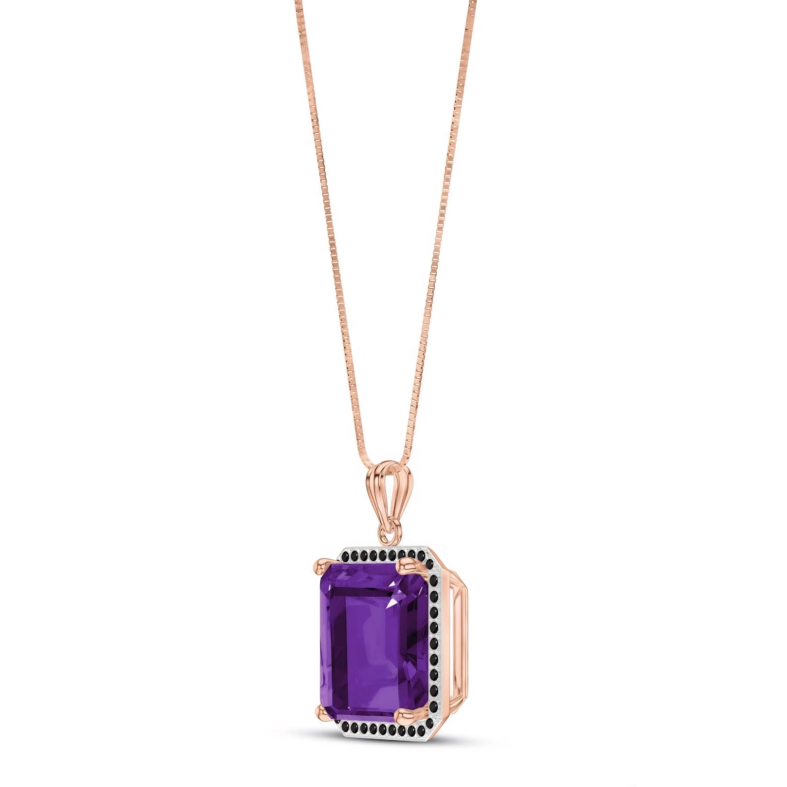 Rose Gold Pendant Necklace Amethyst 10K — Cinzia