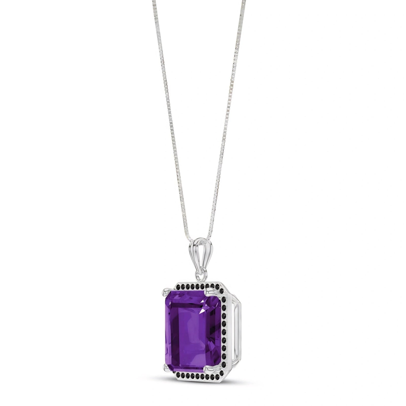 White Gold Pendant Necklace Amethyst 10K — Cinzia