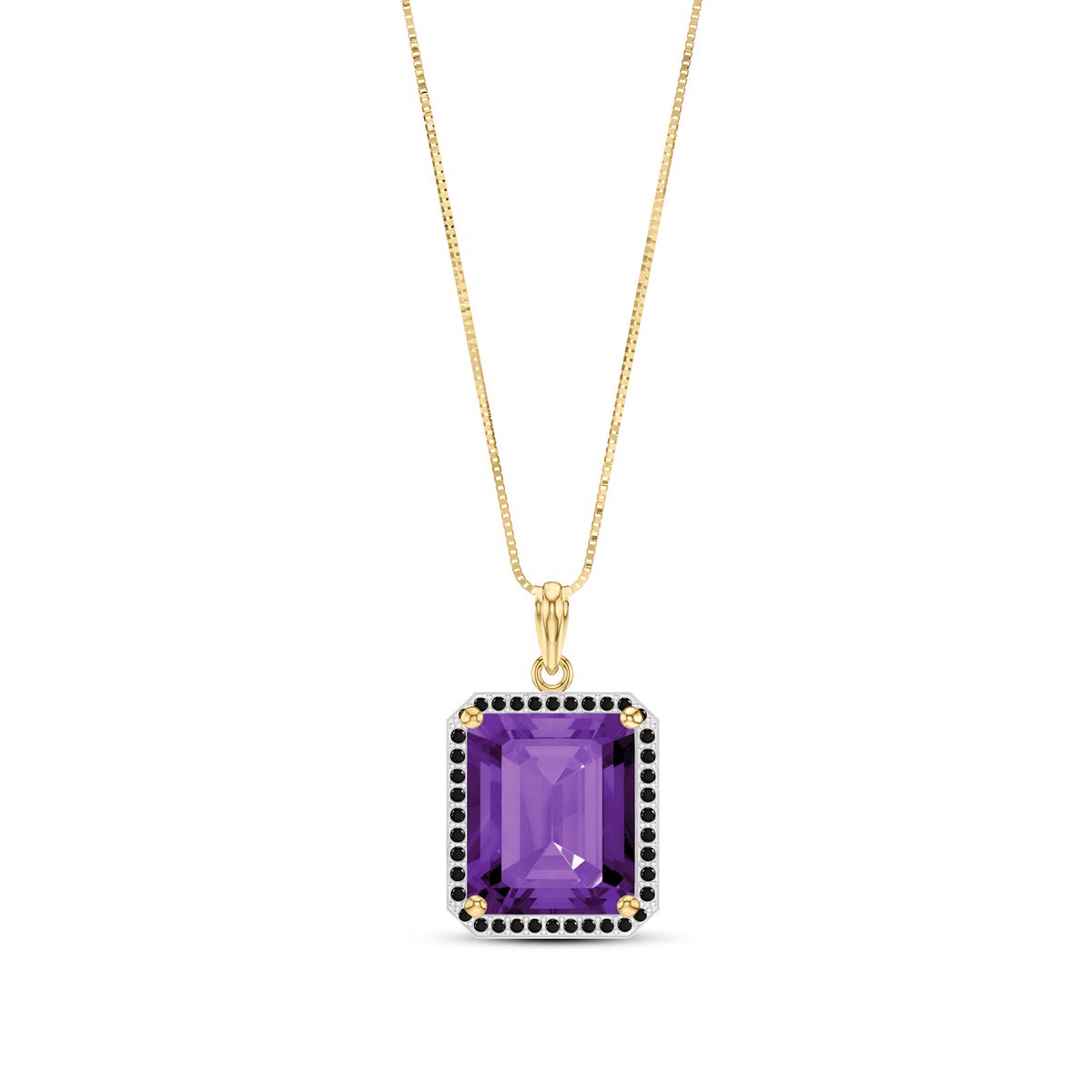 Yellow Gold Pendant Necklace Amethyst 10K — Cinzia