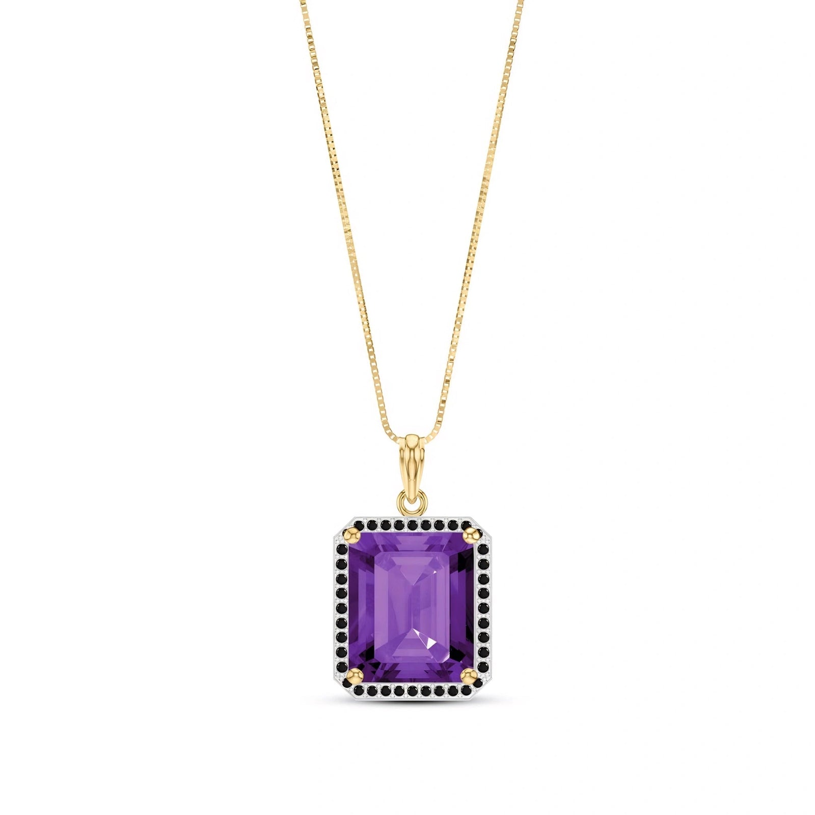Yellow Gold Pendant Necklace Amethyst 10K — Cinzia
