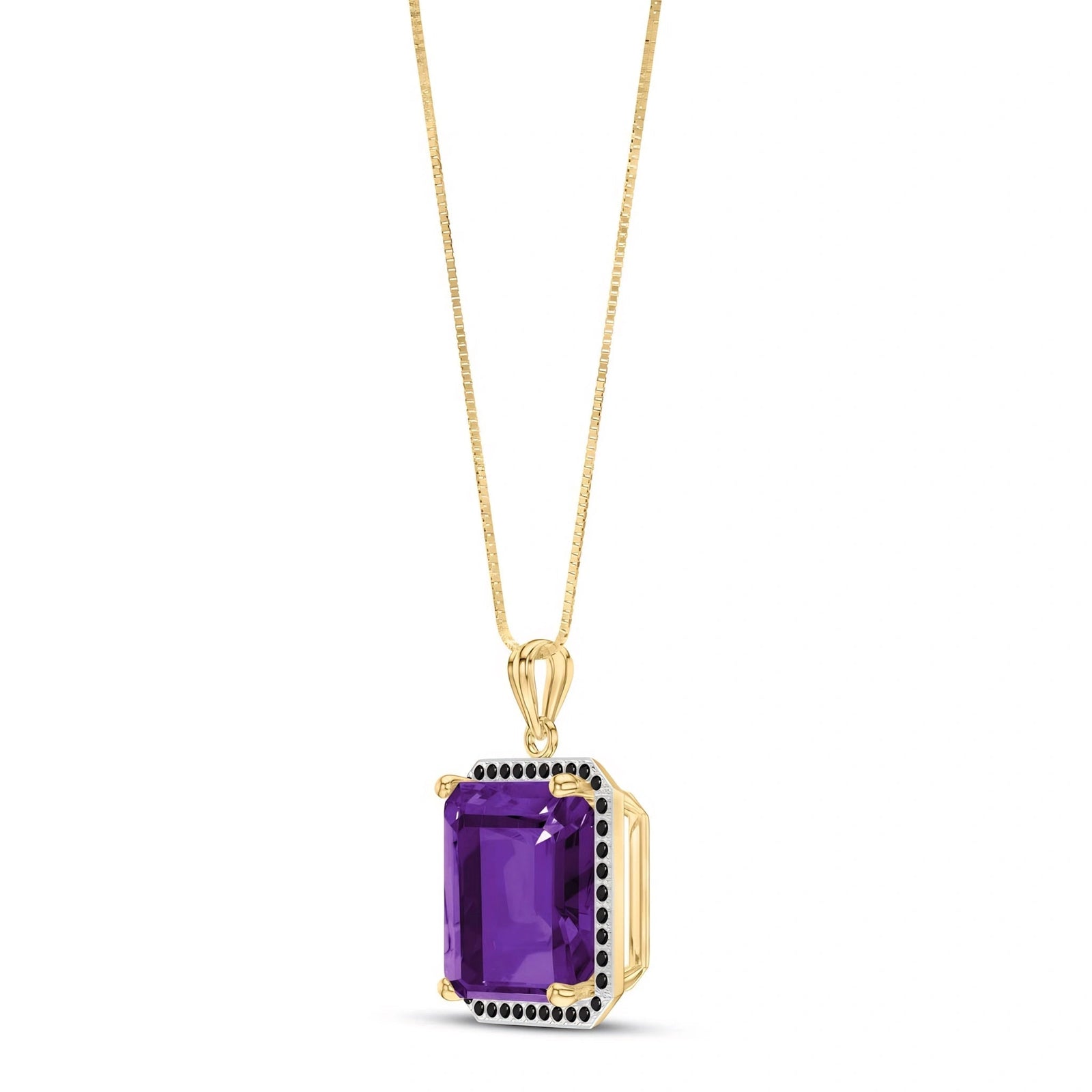 Yellow Gold Pendant Necklace Amethyst 10K — Cinzia