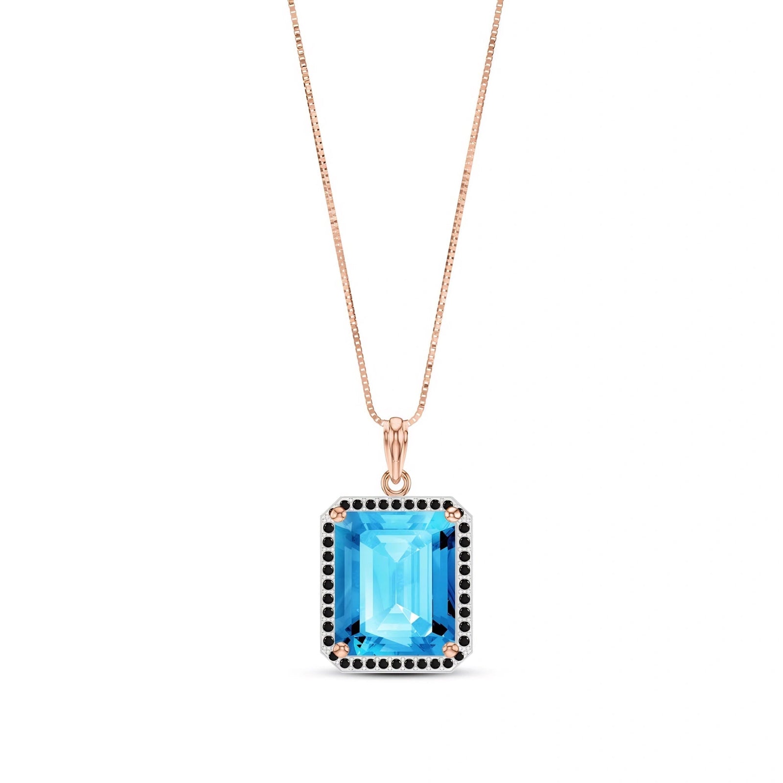 Rose Gold Pendant Necklace Blue Topaz 10K — Cinzia
