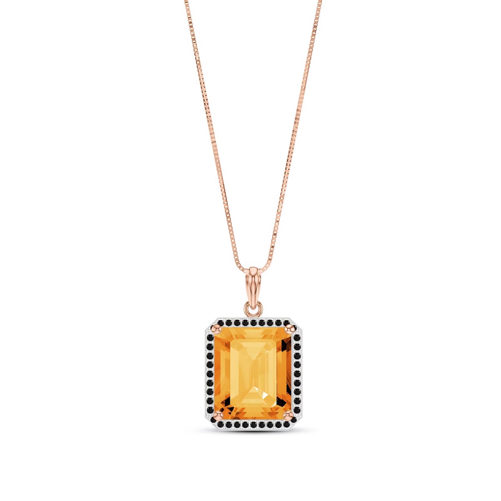 Rose Gold Pendant Necklace Citrine 10K — Cinzia