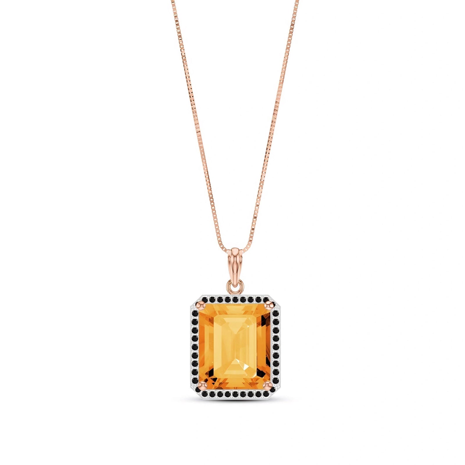 Rose Gold Pendant Necklace Citrine 10K — Cinzia