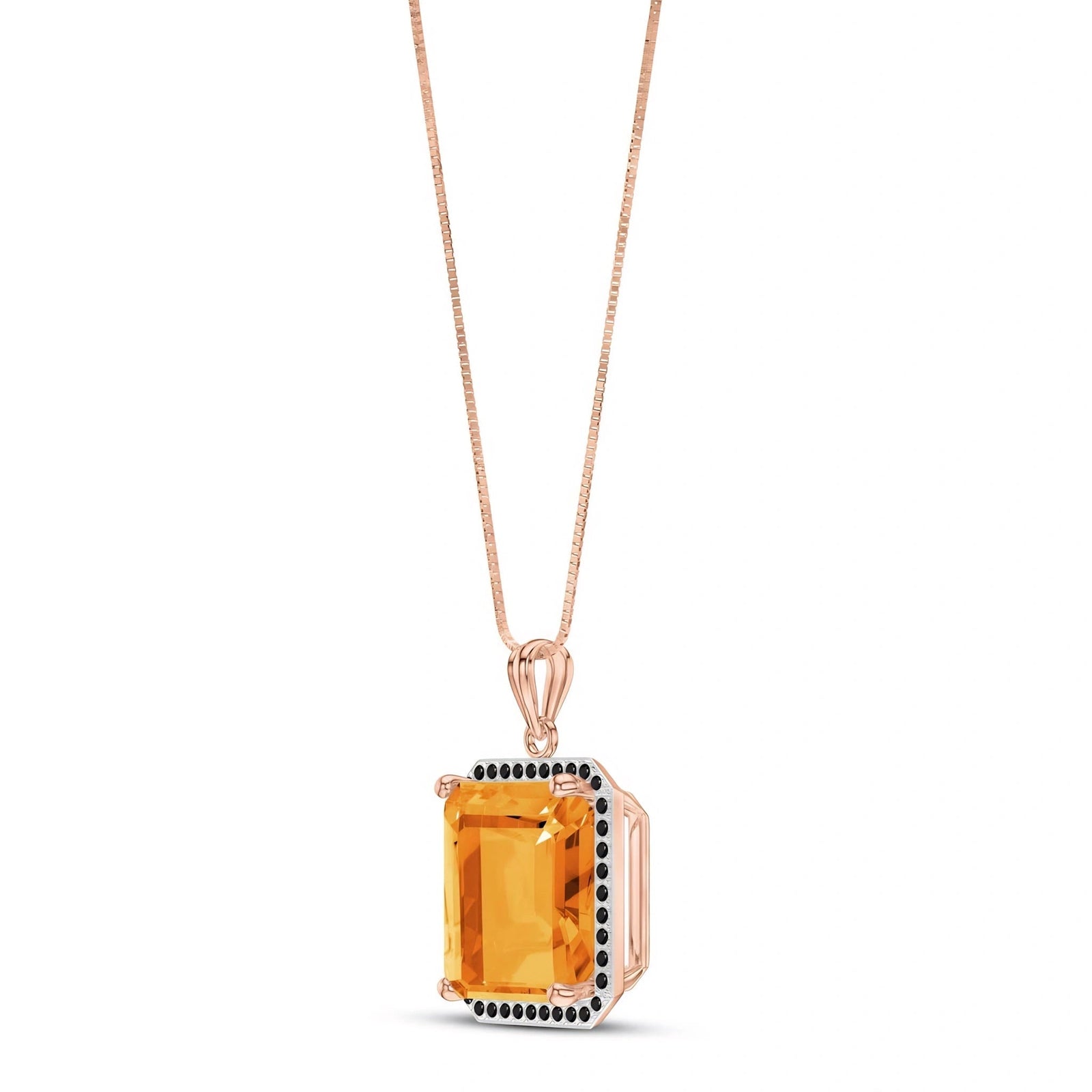 Rose Gold Pendant Necklace Citrine 10K — Cinzia