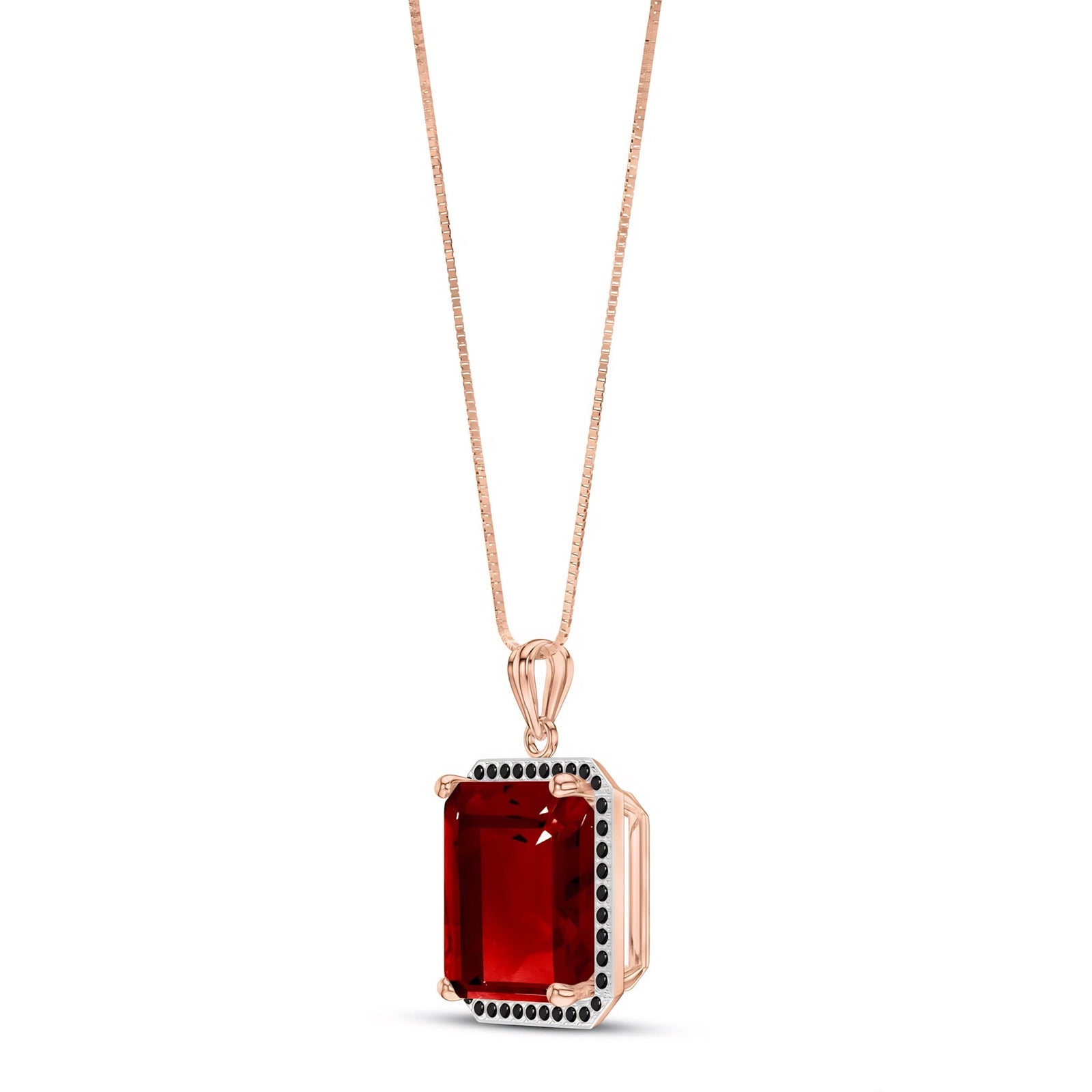 Rose Gold Pendant Necklace Garnet 10K — Cinzia