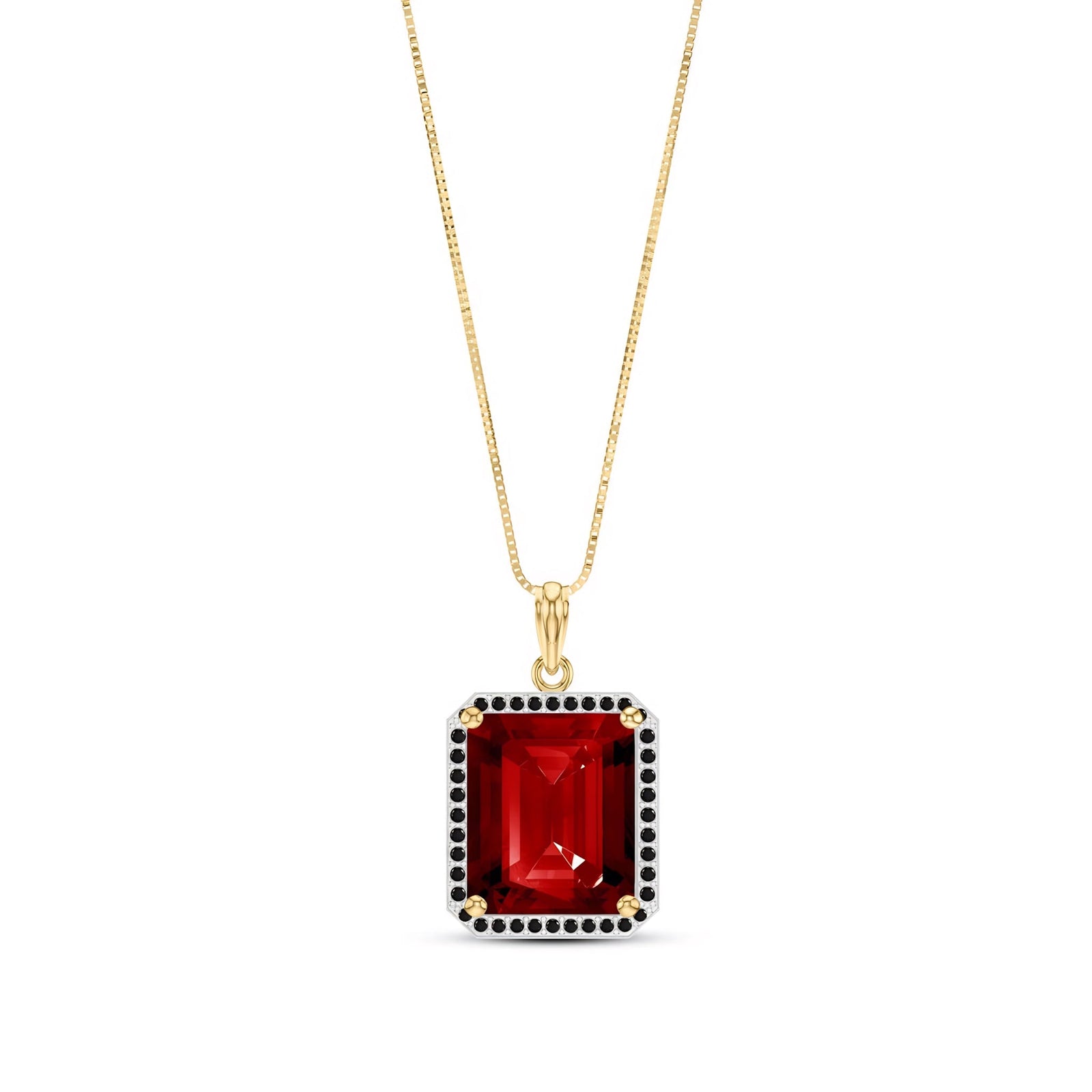 Yellow Gold Pendant Necklace Garnet 10K — Cinzia