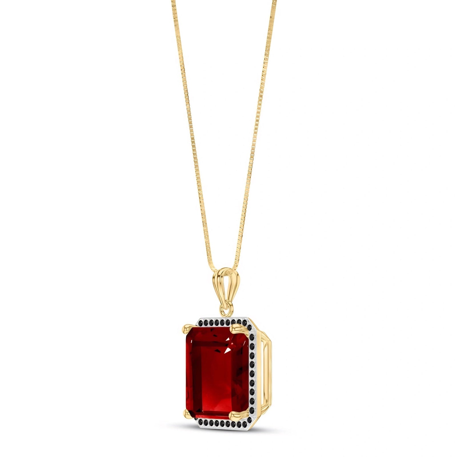 Yellow Gold Pendant Necklace Garnet 10K — Cinzia