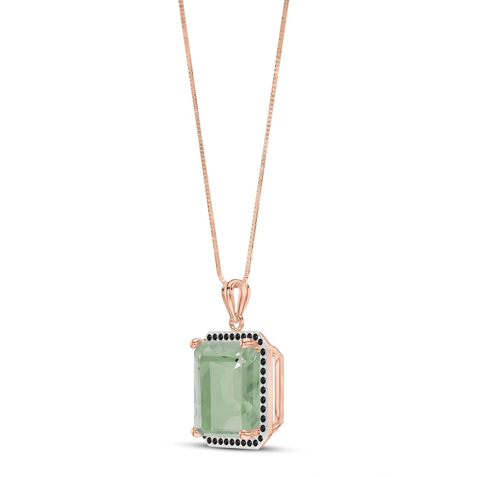 Rose Gold Pendant Necklace Green Amethyst 10K — Cinzia