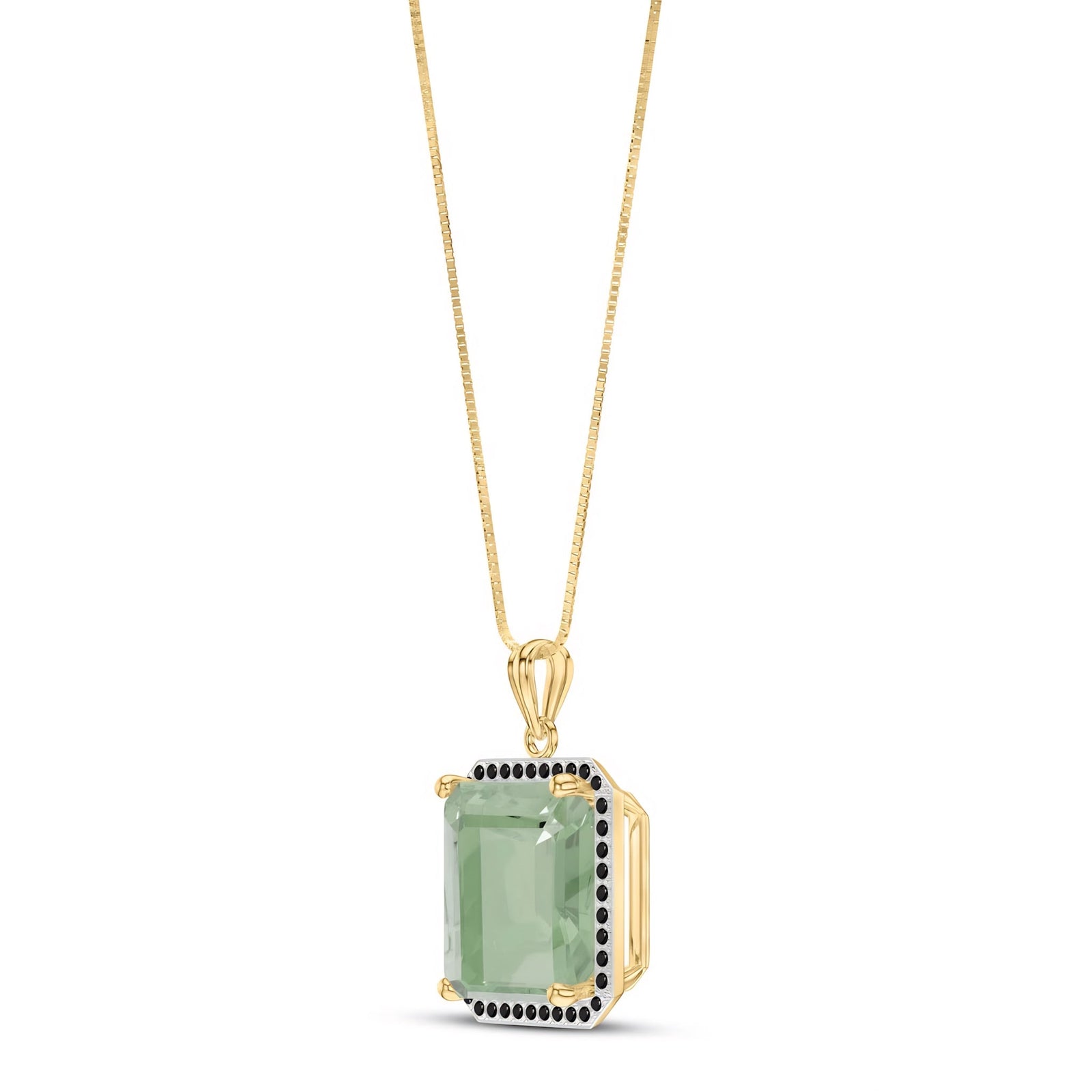 Yellow Gold Pendant Necklace Green Amethyst 10K — Cinzia