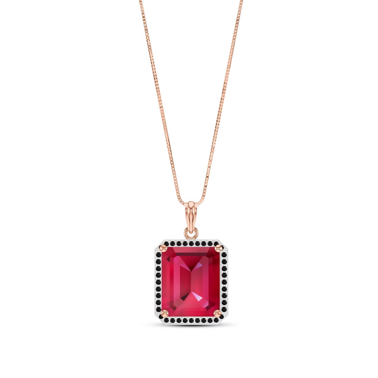 Rose Gold Pendant Necklace Ruby 10K — Cinzia