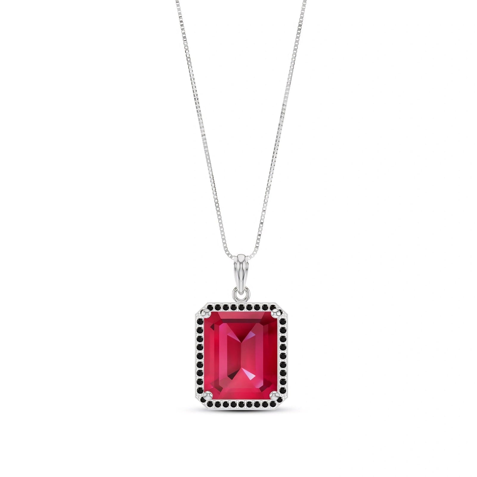 White Gold Pendant Necklace Ruby 10K — Cinzia