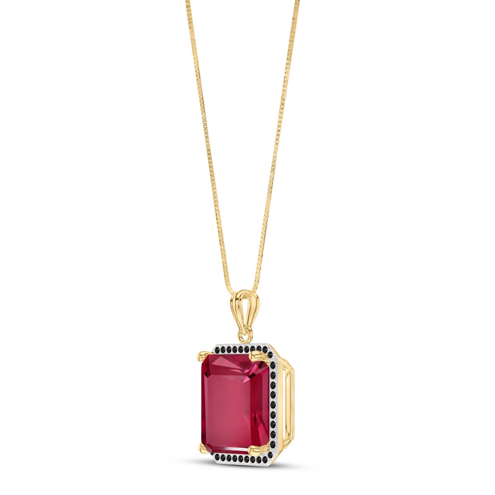 Yellow Gold Pendant Necklace Ruby 10K — Cinzia