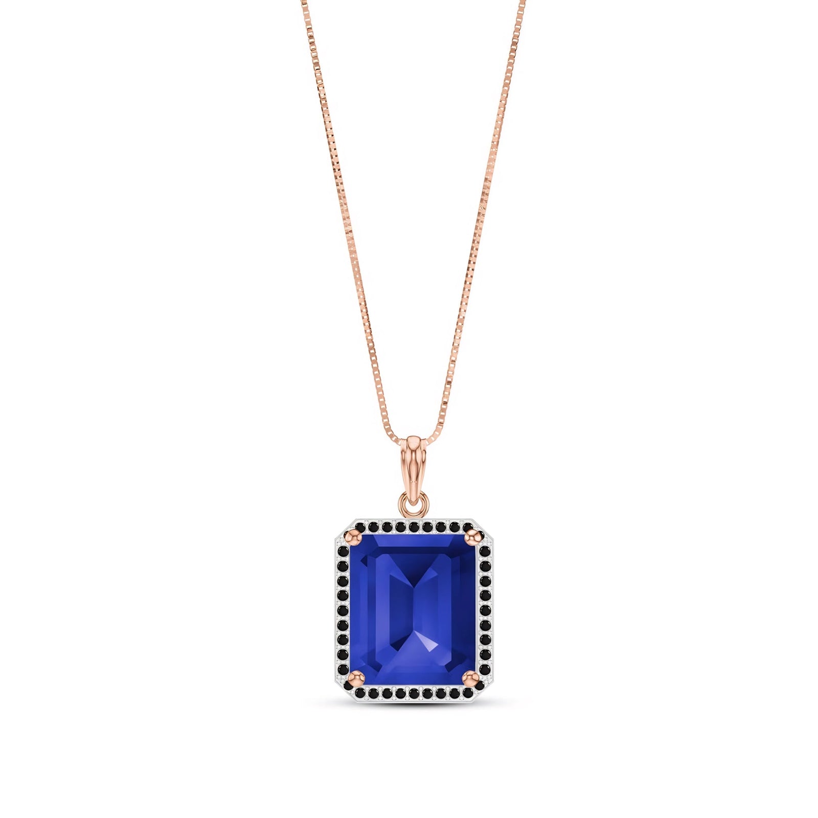 Rose Gold Pendant Necklace Sapphire 10K — Cinzia