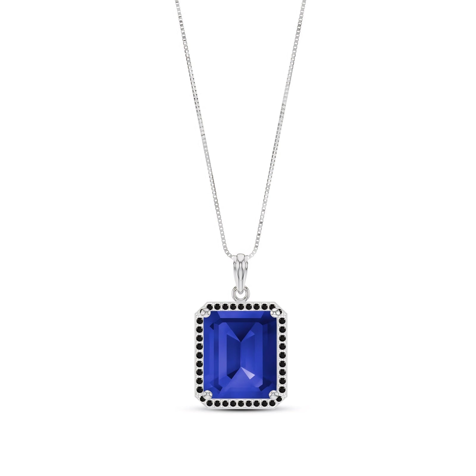 White Gold Pendant Necklace Sapphire 10K — Cinzia