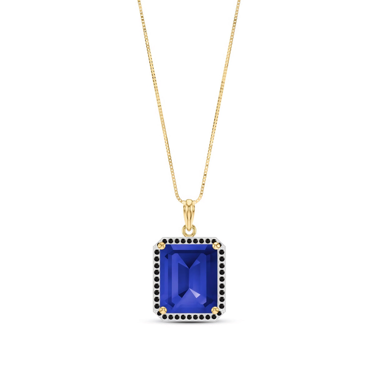 Yellow Gold Pendant Necklace Sapphire 10K — Cinzia