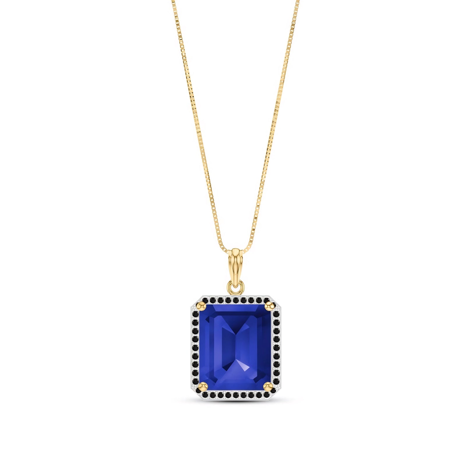 Yellow Gold Pendant Necklace Sapphire 10K — Cinzia