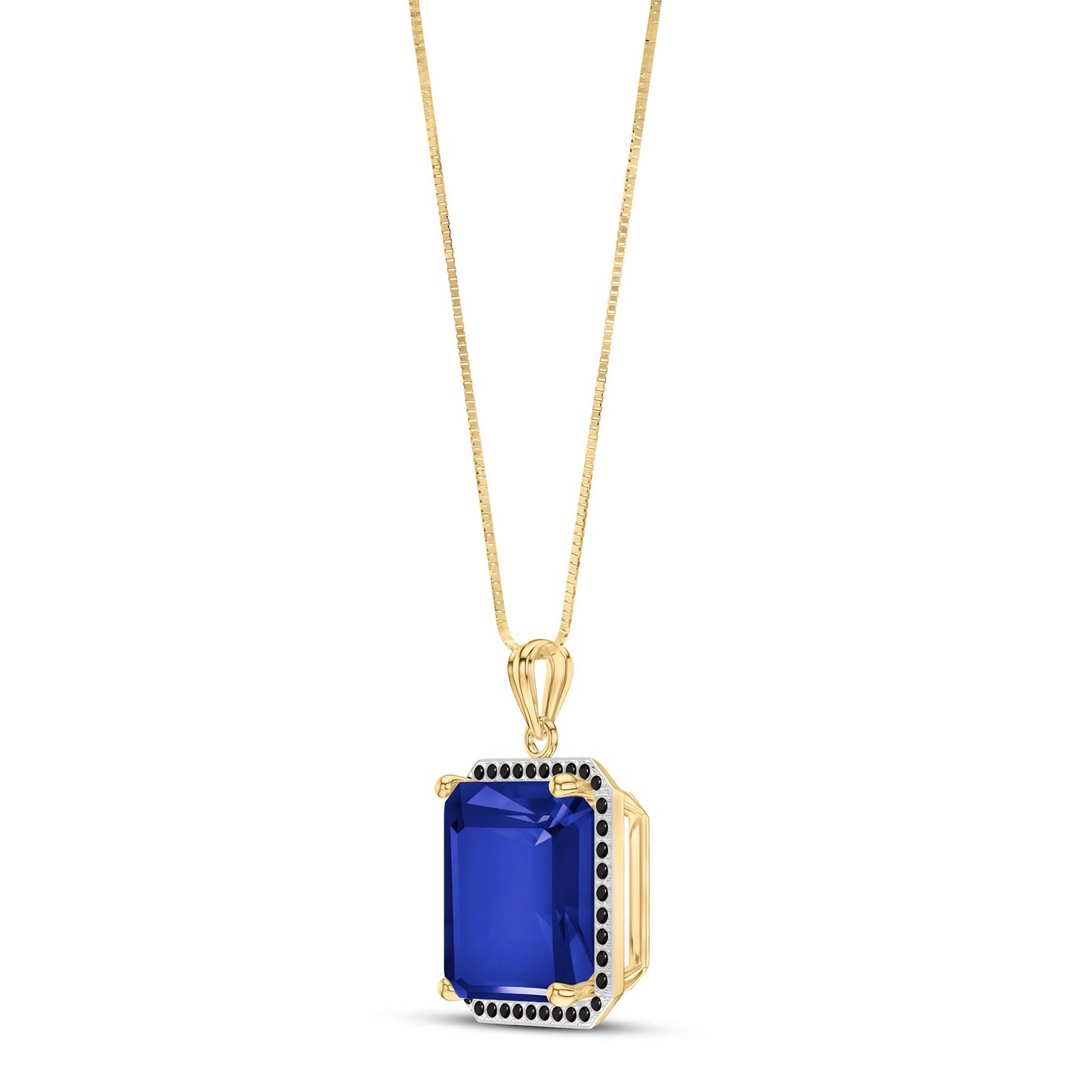 Yellow Gold Pendant Necklace Sapphire 10K — Cinzia