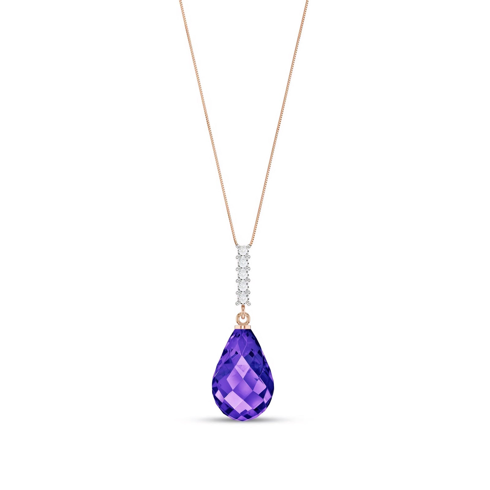 Rose Gold Pendant Necklace Amethyst 10K — Cinzia