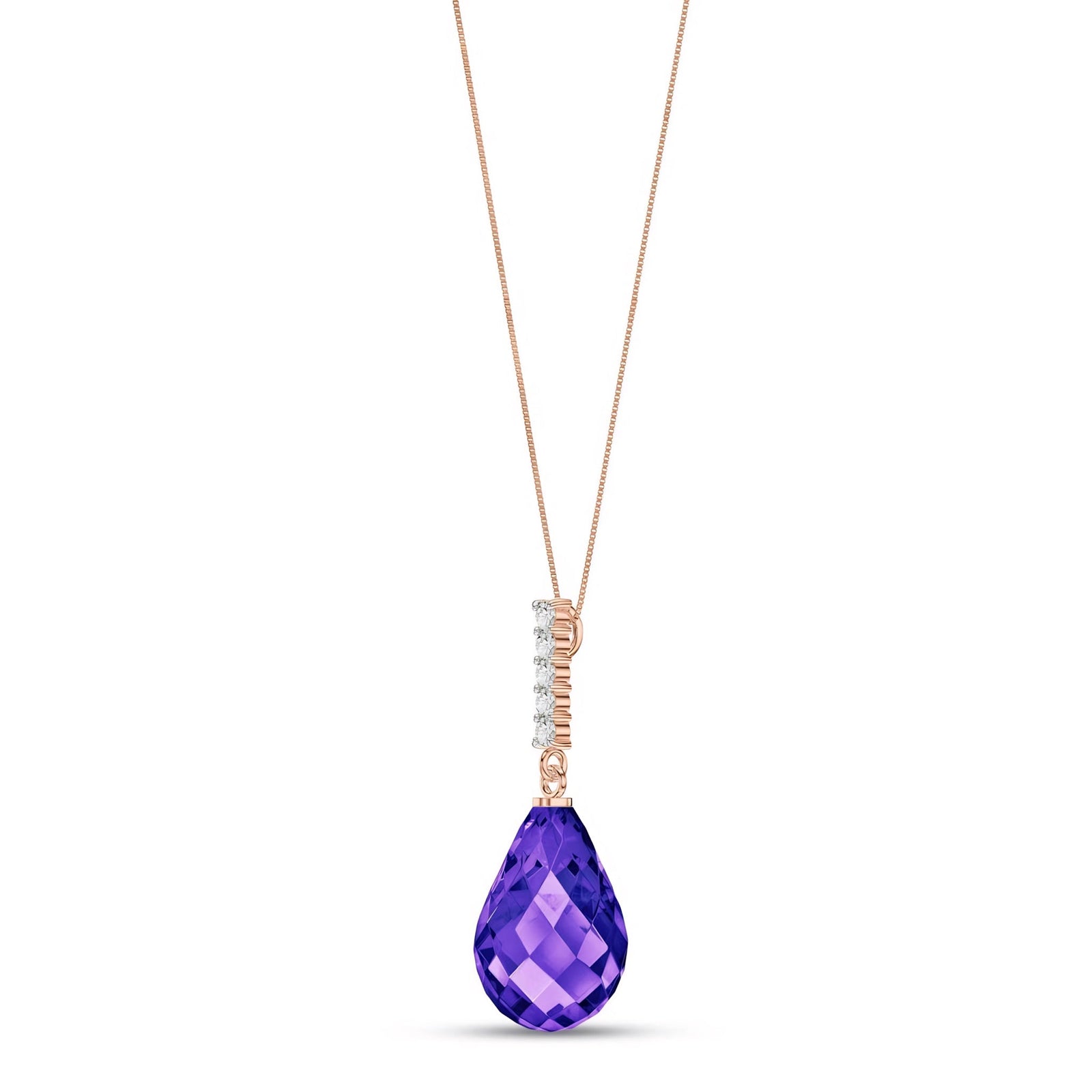 Rose Gold Pendant Necklace Amethyst 10K — Cinzia