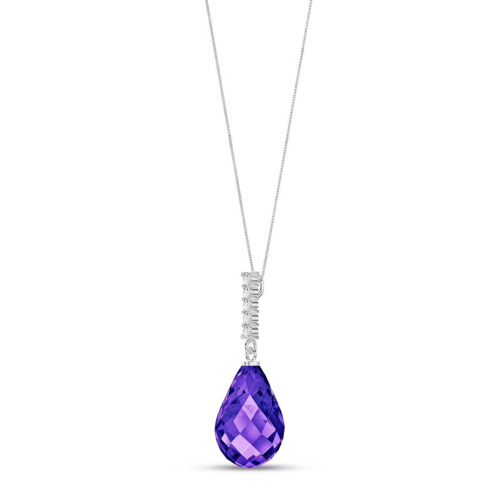 White Gold Pendant Necklace Amethyst 10K — Cinzia