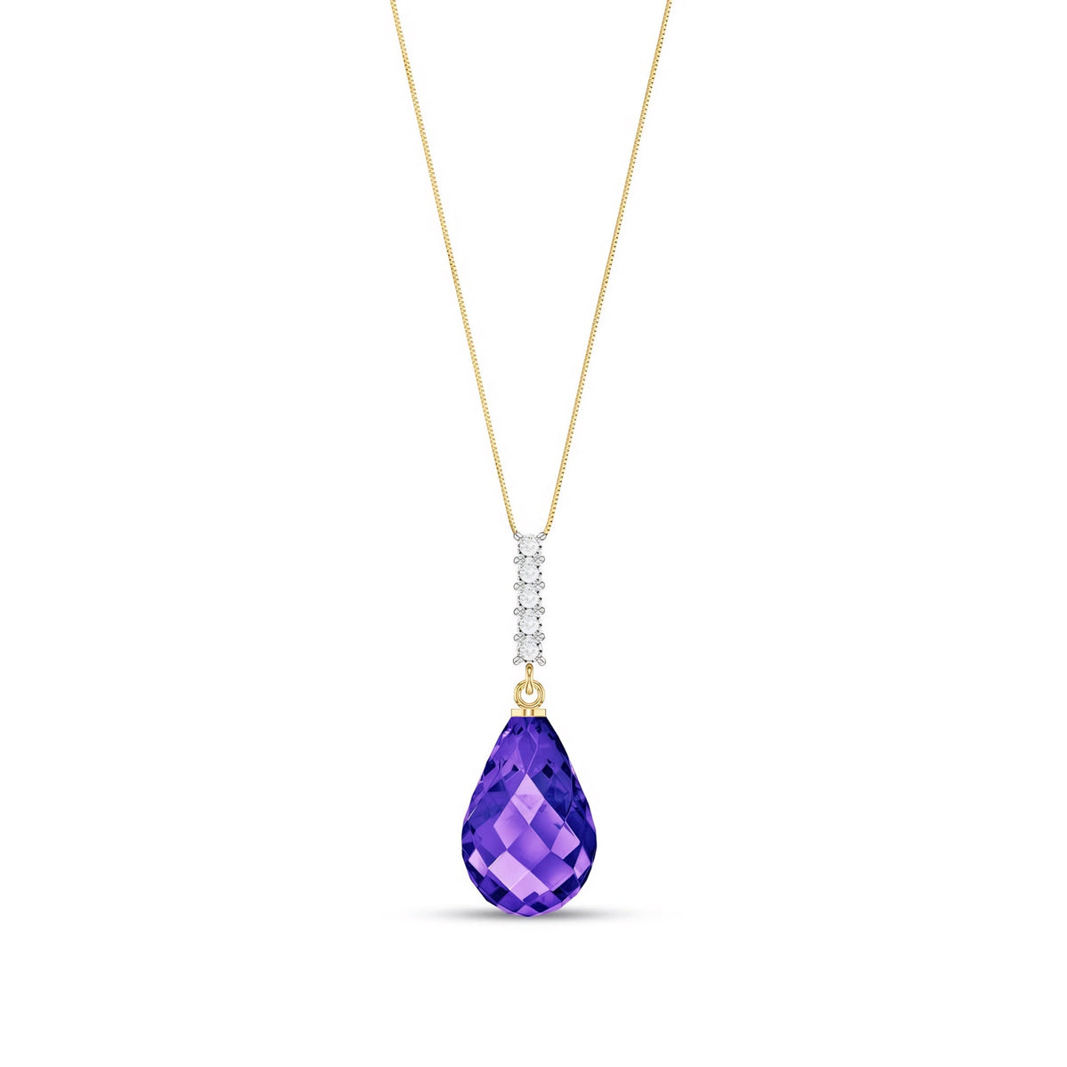 Yellow Gold Pendant Necklace Amethyst 10K — Cinzia