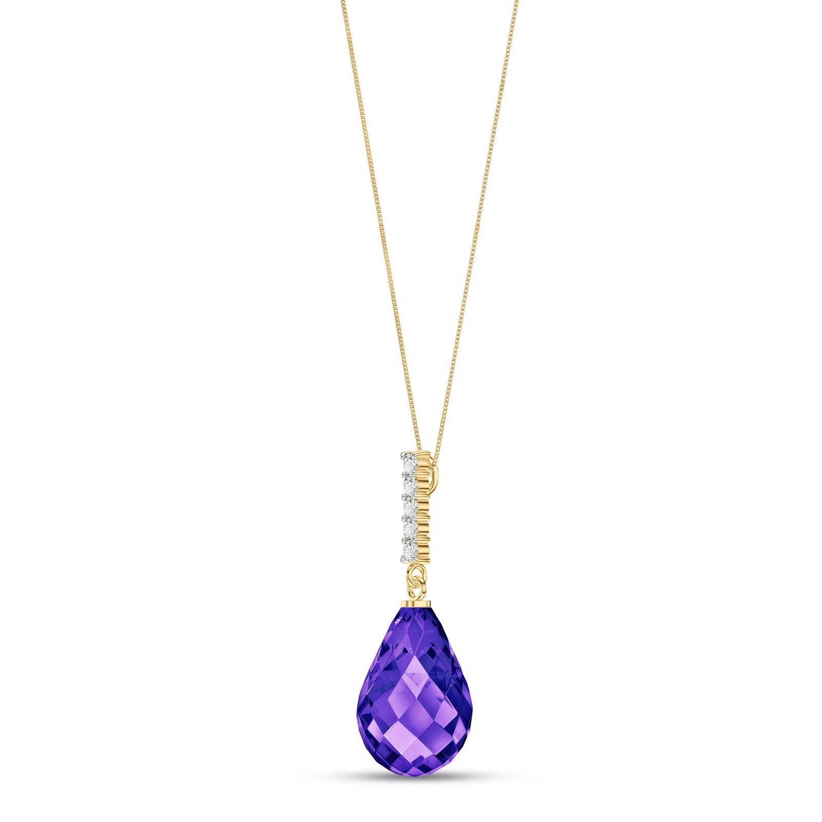 Yellow Gold Pendant Necklace Amethyst 10K — Cinzia