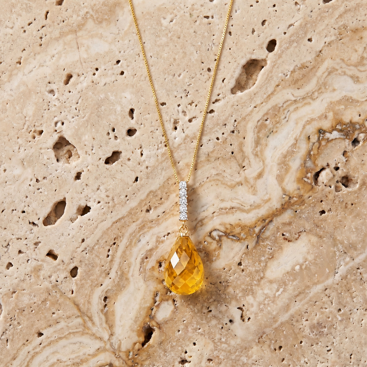 Yellow Gold Pendant Necklace Amethyst 10K — Cinzia