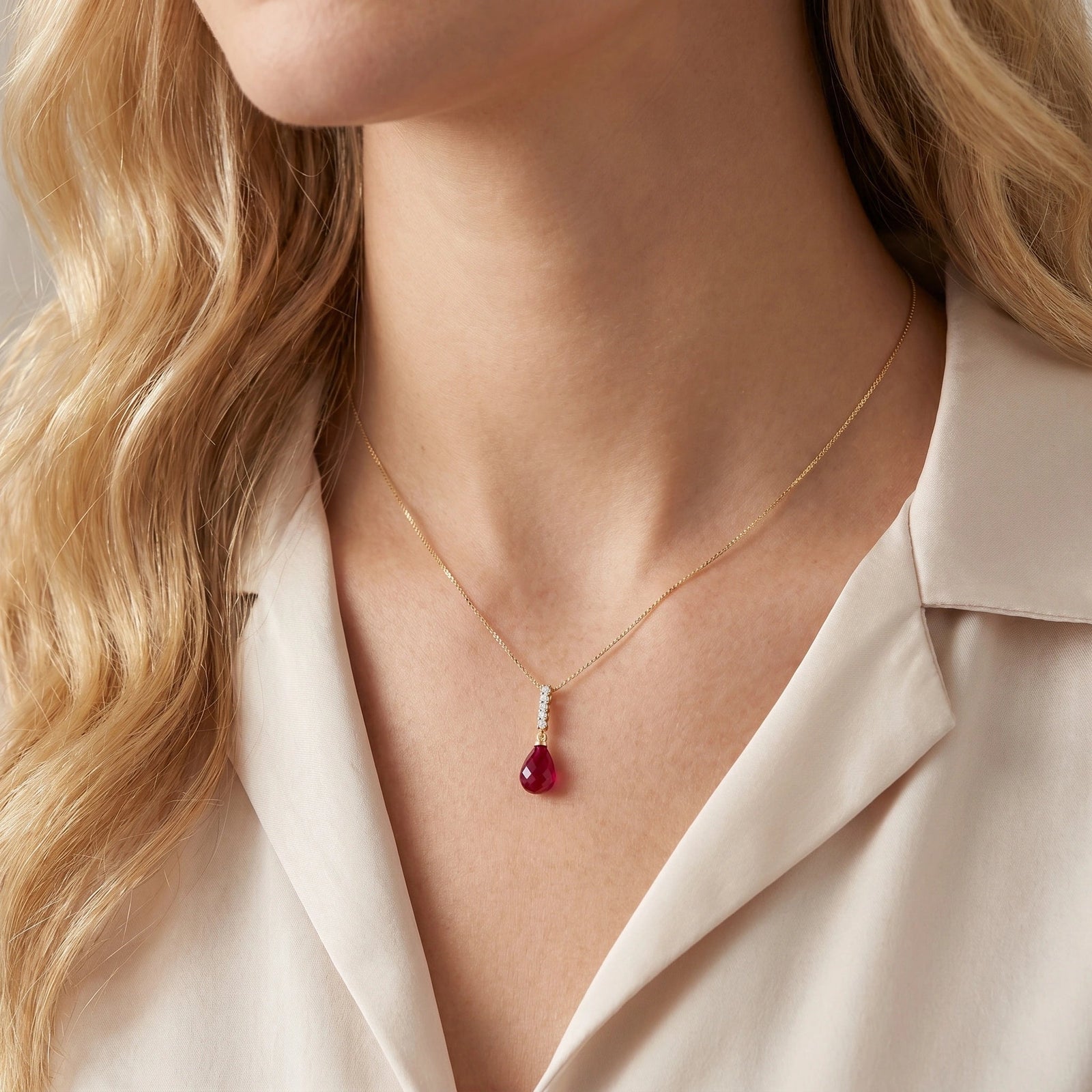 Yellow Gold Pendant Necklace Amethyst 10K — Cinzia