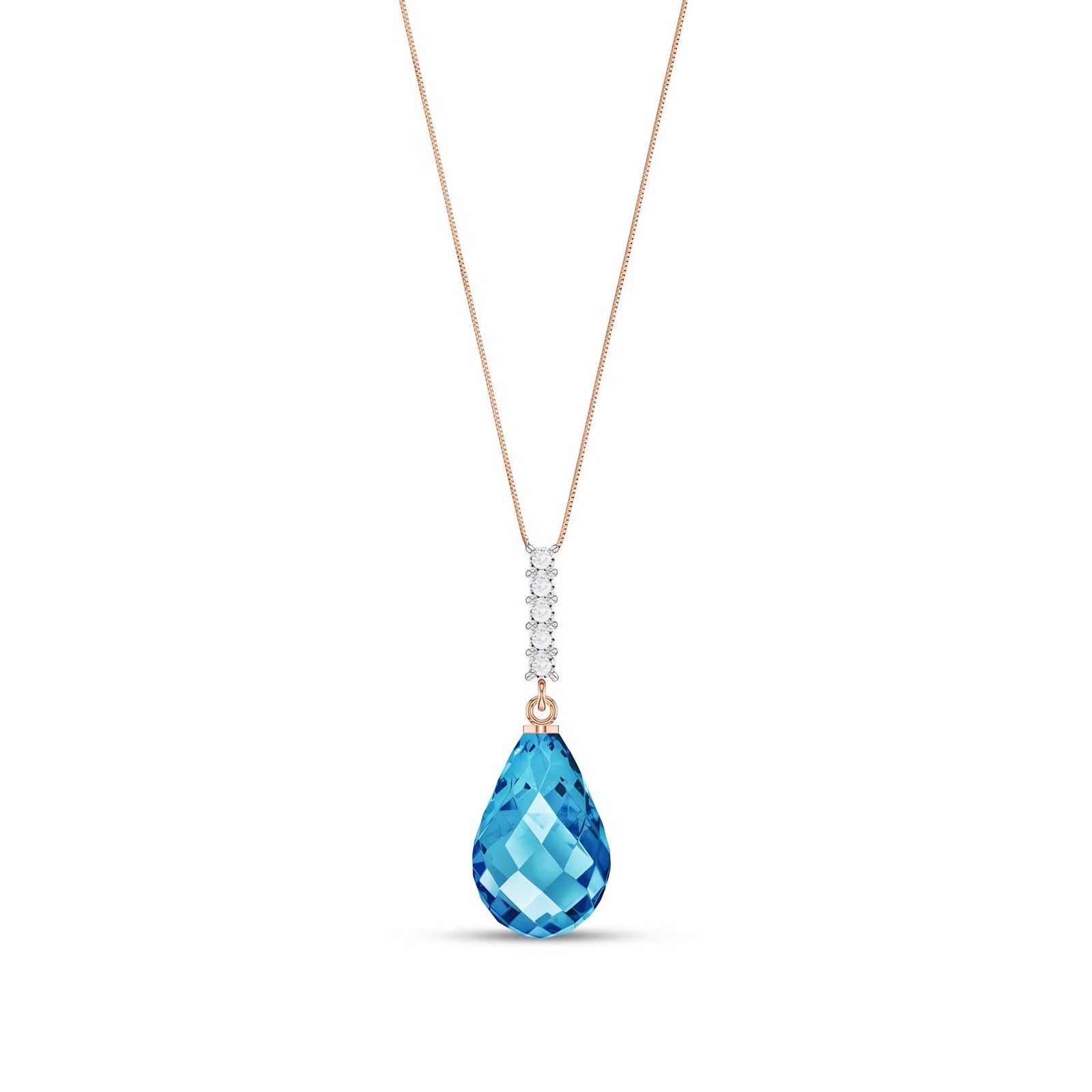 Rose Gold Pendant Necklace Blue Topaz 10K — Cinzia