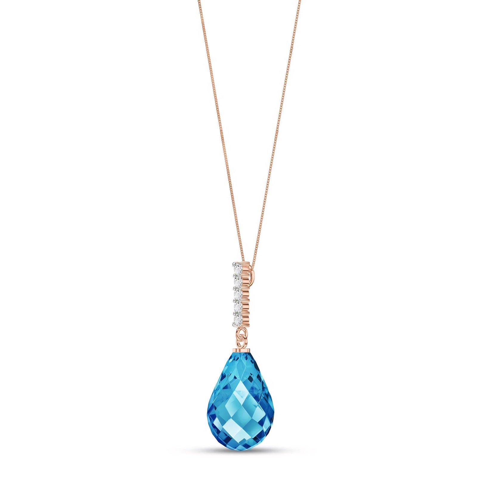 Rose Gold Pendant Necklace Blue Topaz 10K — Cinzia