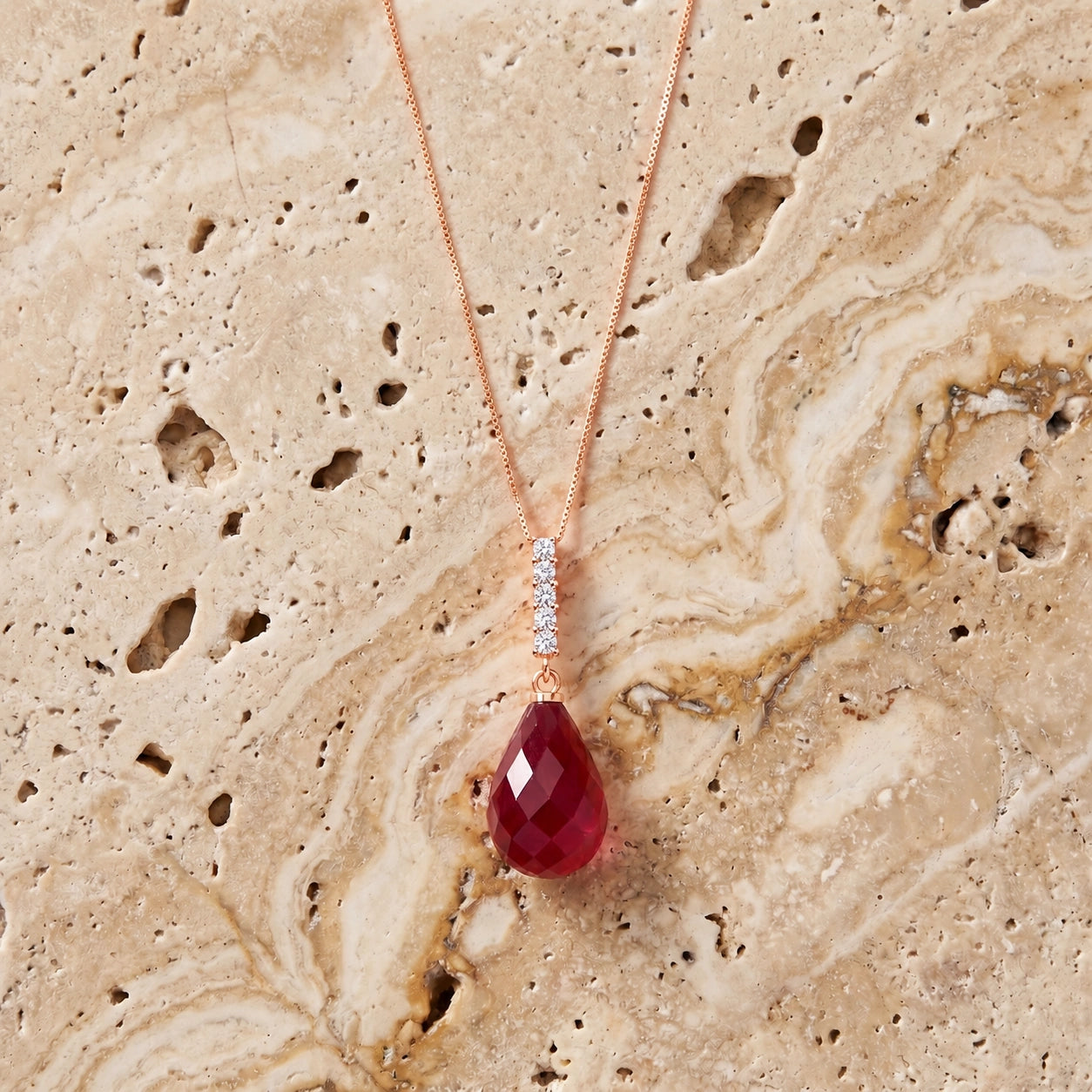 Rose Gold Pendant Necklace Blue Topaz 10K — Cinzia