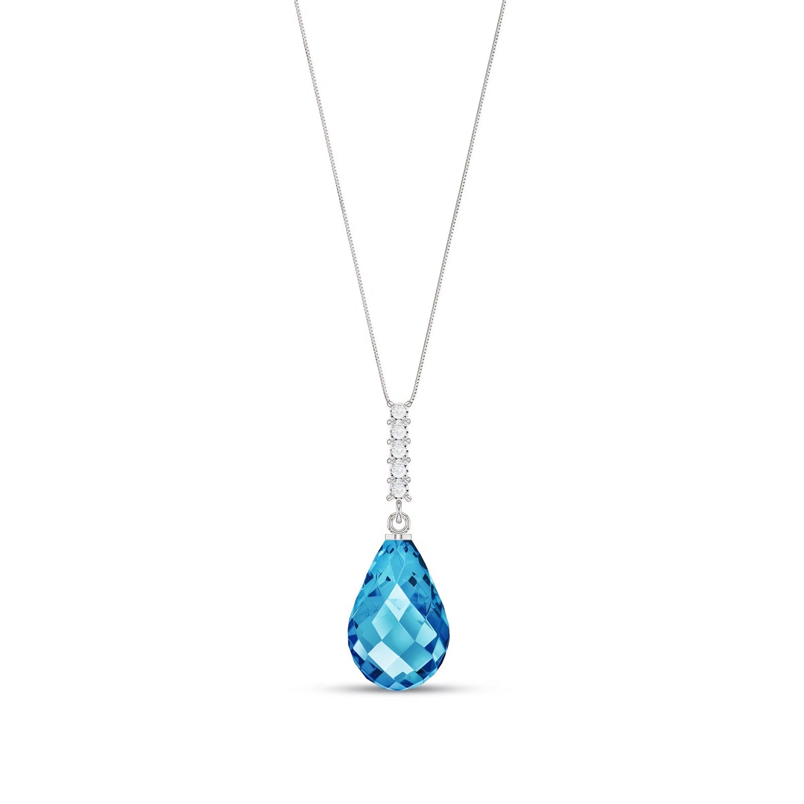 White Gold Pendant Necklace Blue Topaz 10K — Cinzia