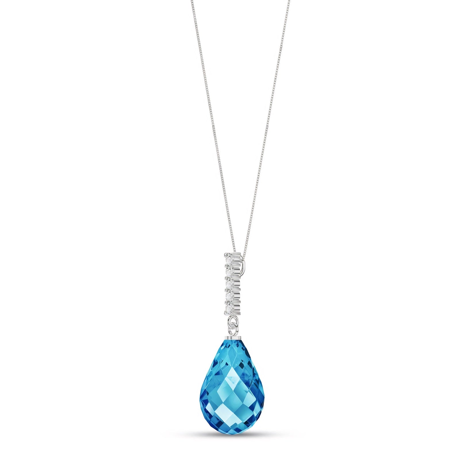 White Gold Pendant Necklace Blue Topaz 10K — Cinzia