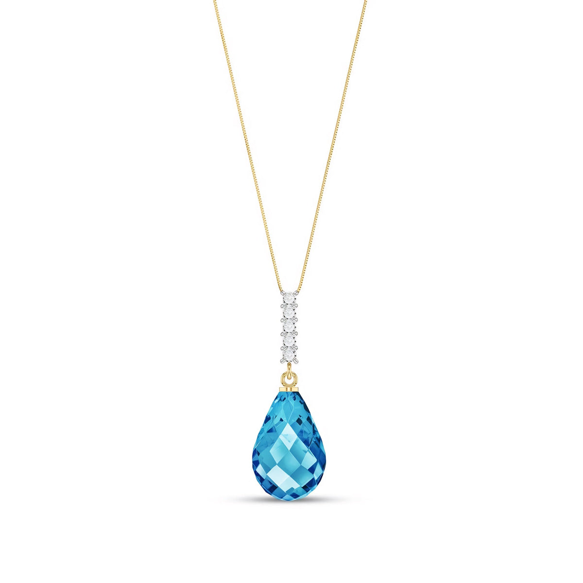 Yellow Gold Pendant Necklace Blue Topaz 10K — Cinzia
