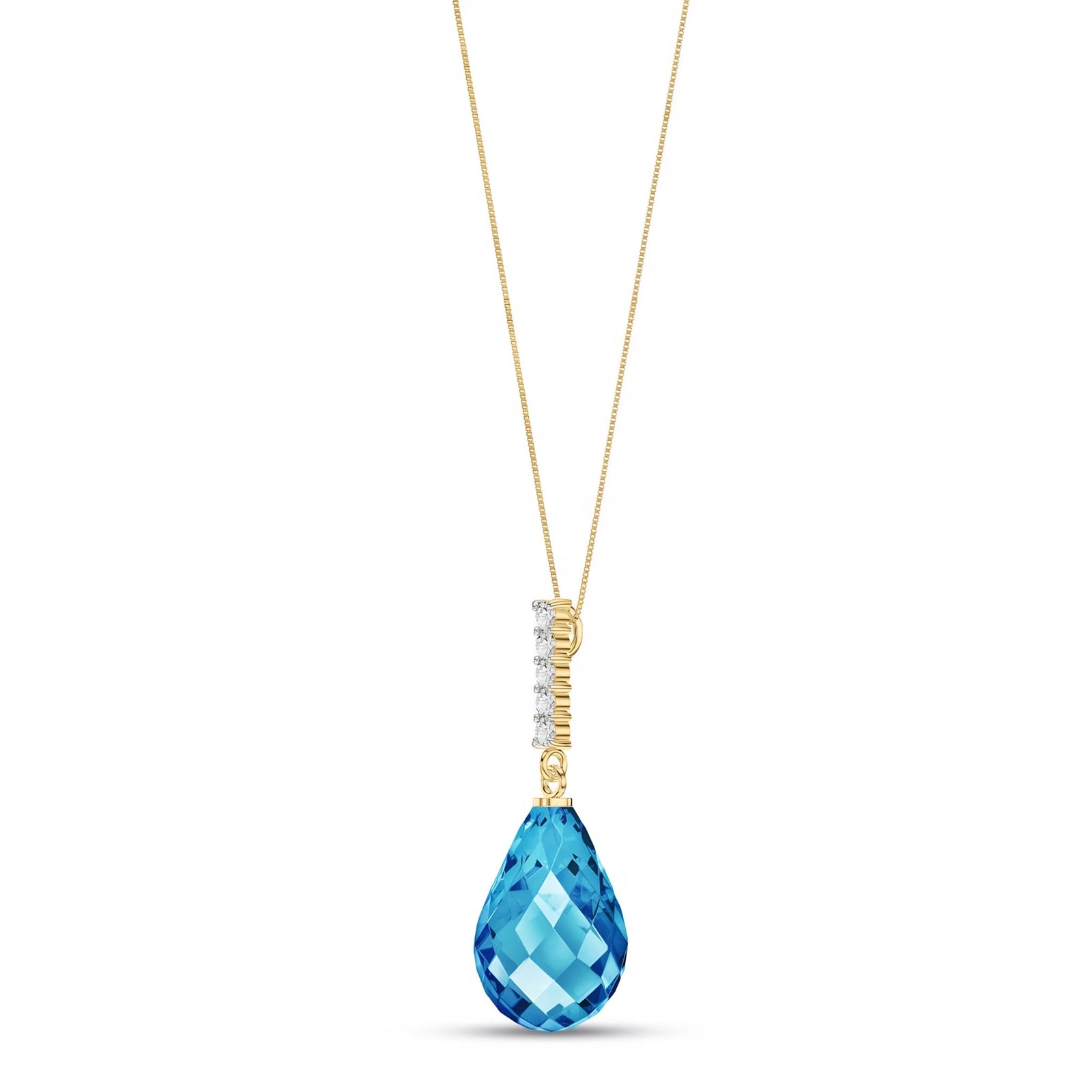 Yellow Gold Pendant Necklace Blue Topaz 10K — Cinzia