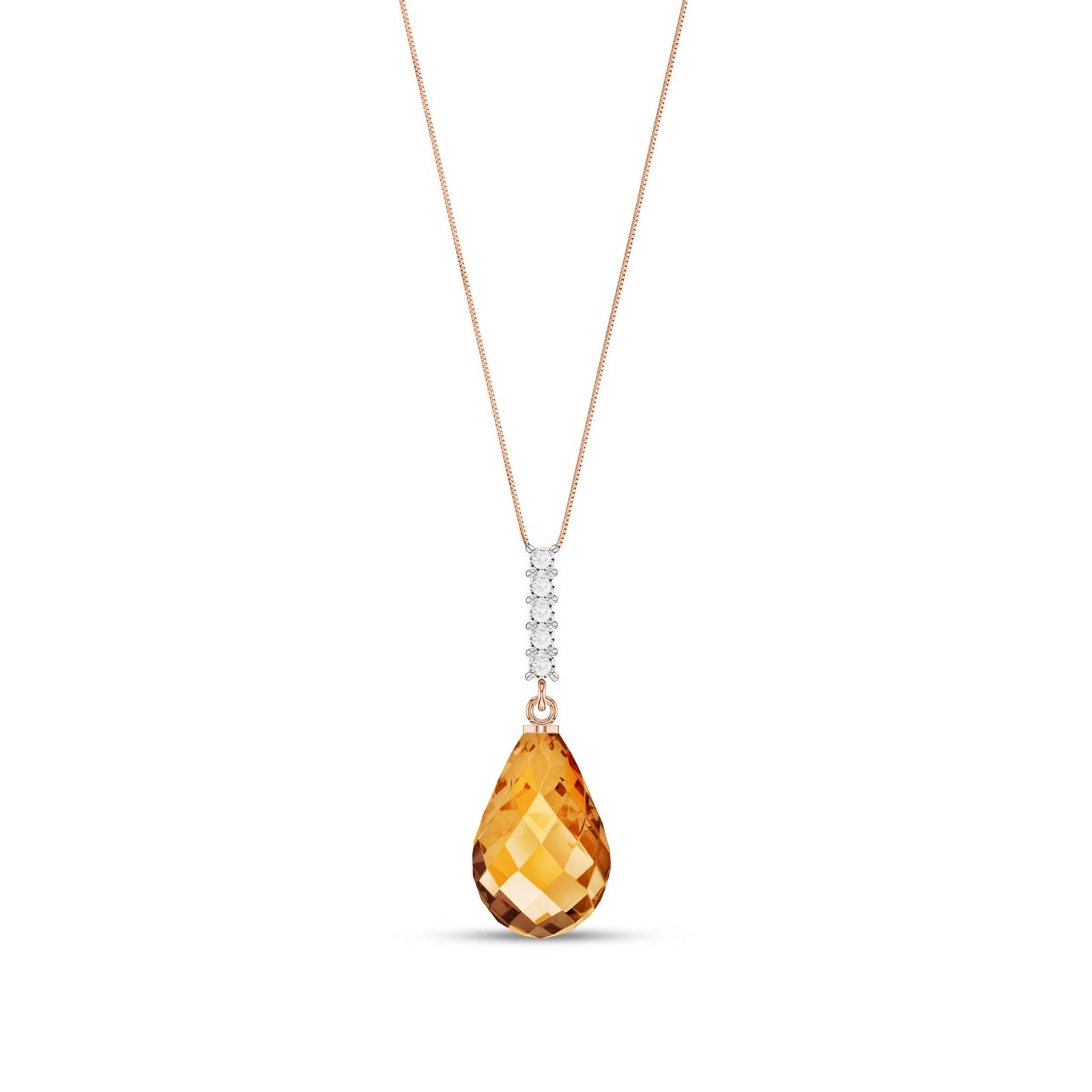Rose Gold Pendant Necklace Citrine 10K — Cinzia