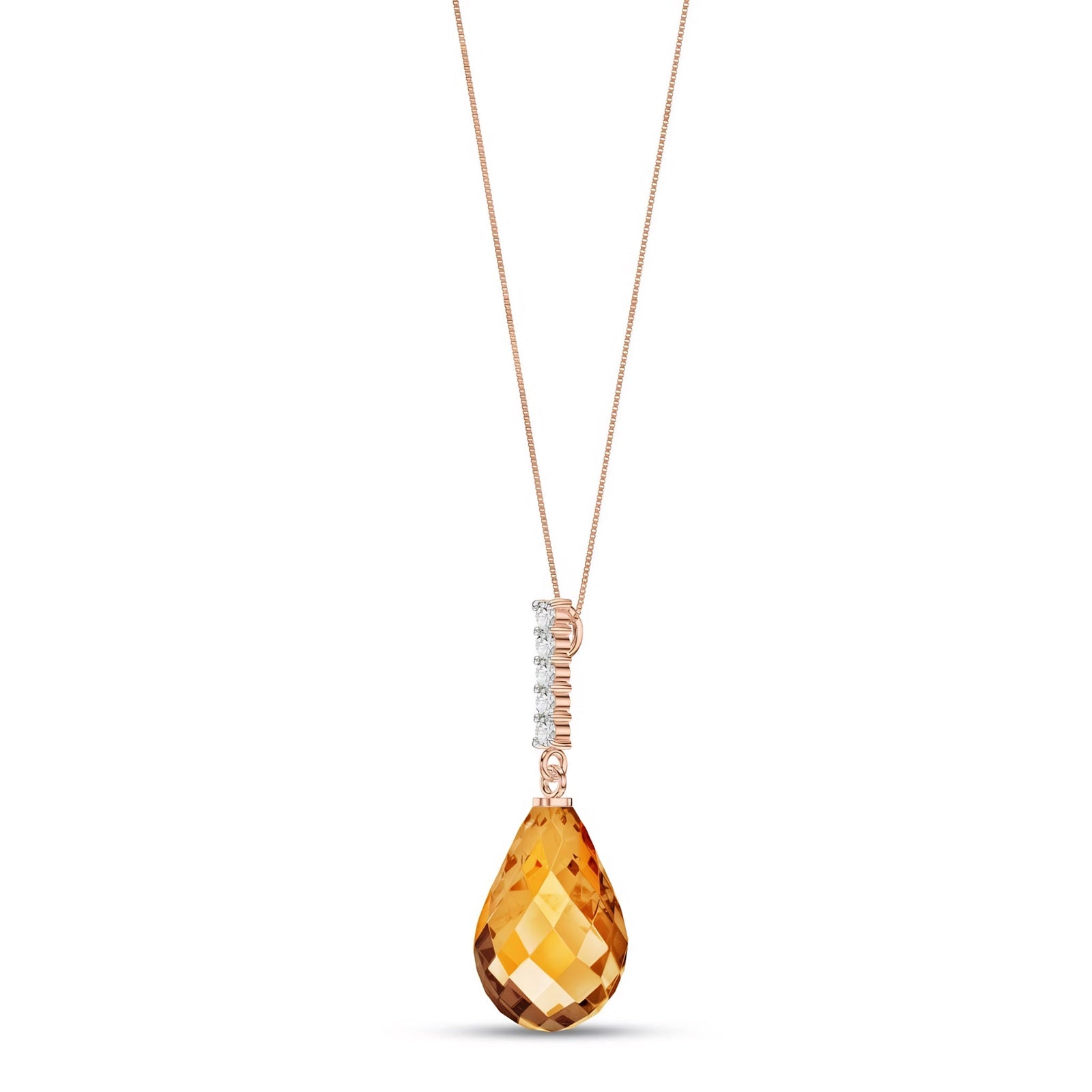 Rose Gold Pendant Necklace Citrine 10K — Cinzia