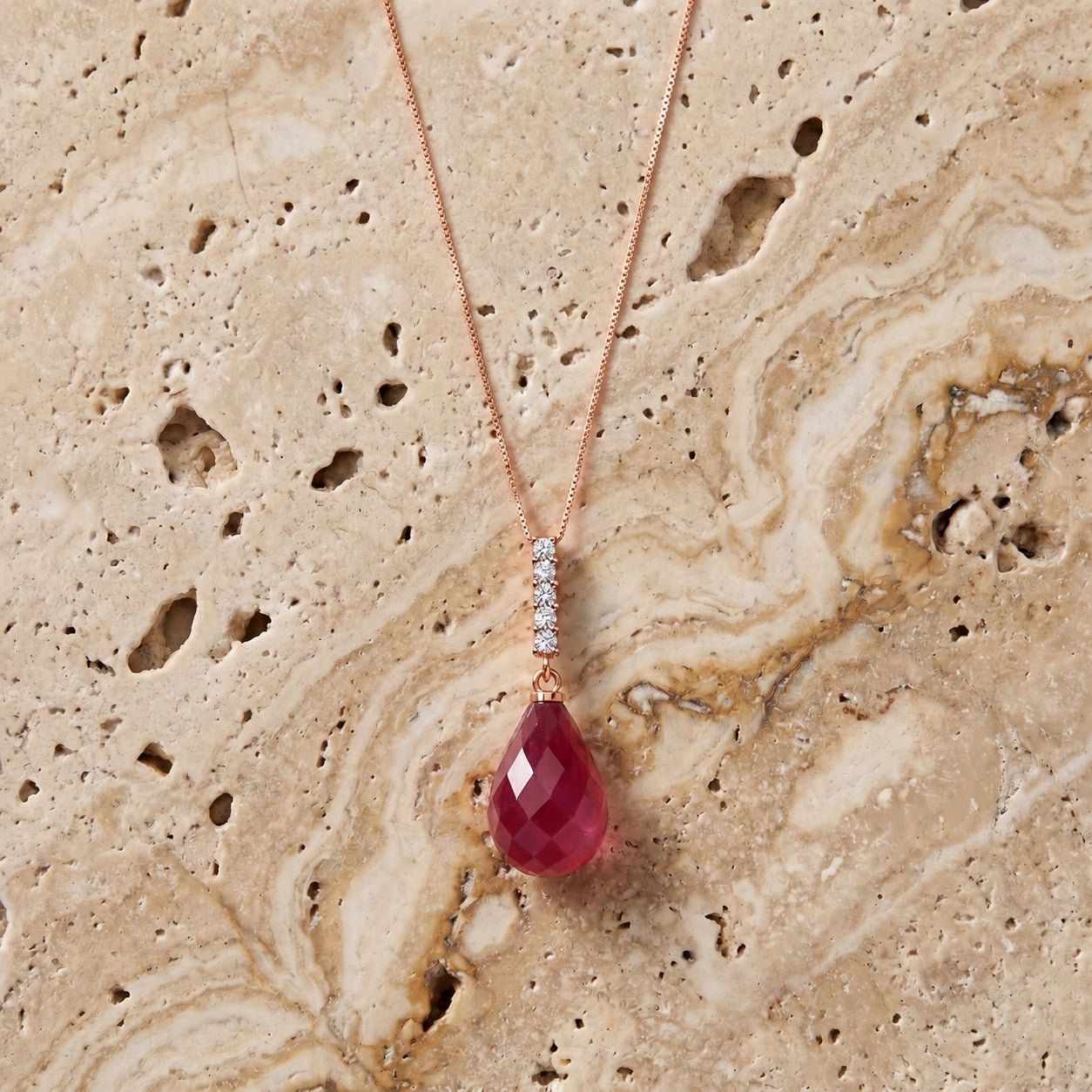 Rose Gold Pendant Necklace Citrine 10K — Cinzia