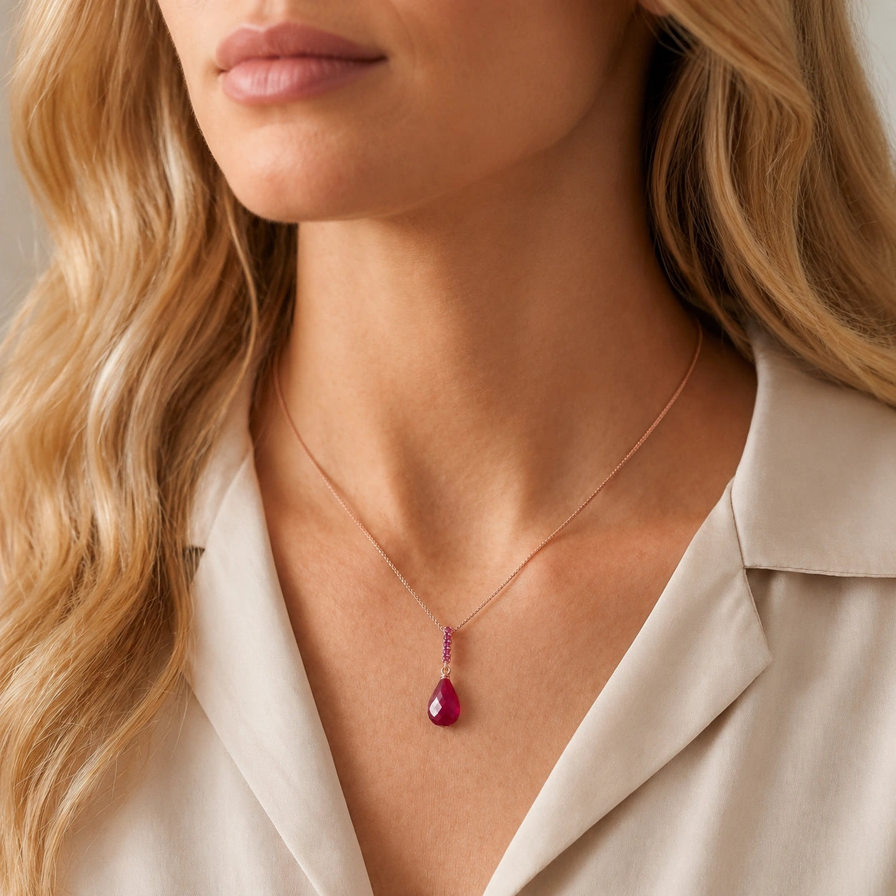 Rose Gold Pendant Necklace Citrine 10K — Cinzia