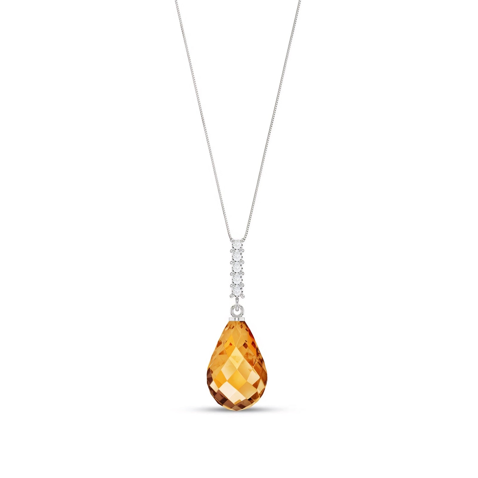 White Gold Pendant Necklace Citrine 10K — Cinzia