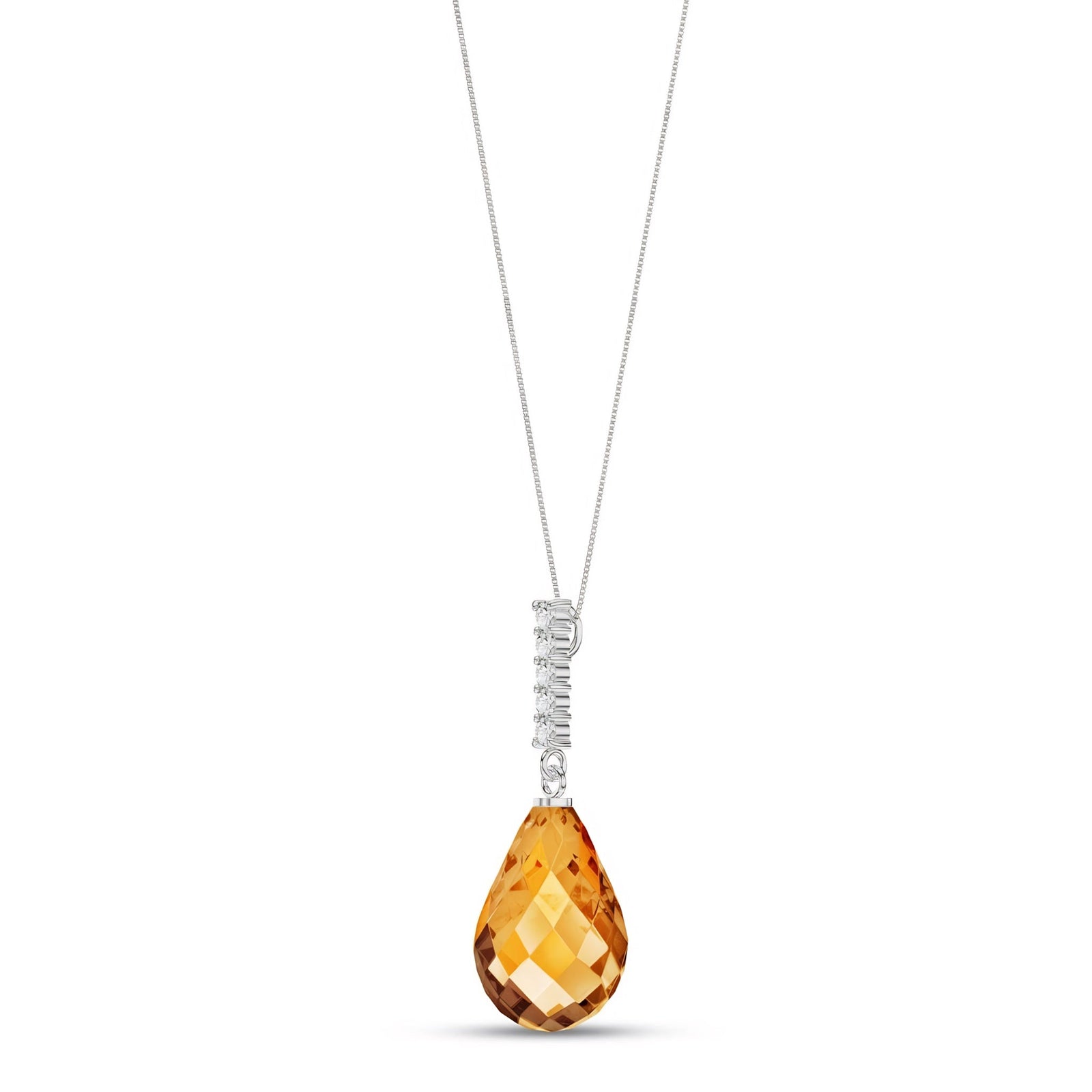 White Gold Pendant Necklace Citrine 10K — Cinzia