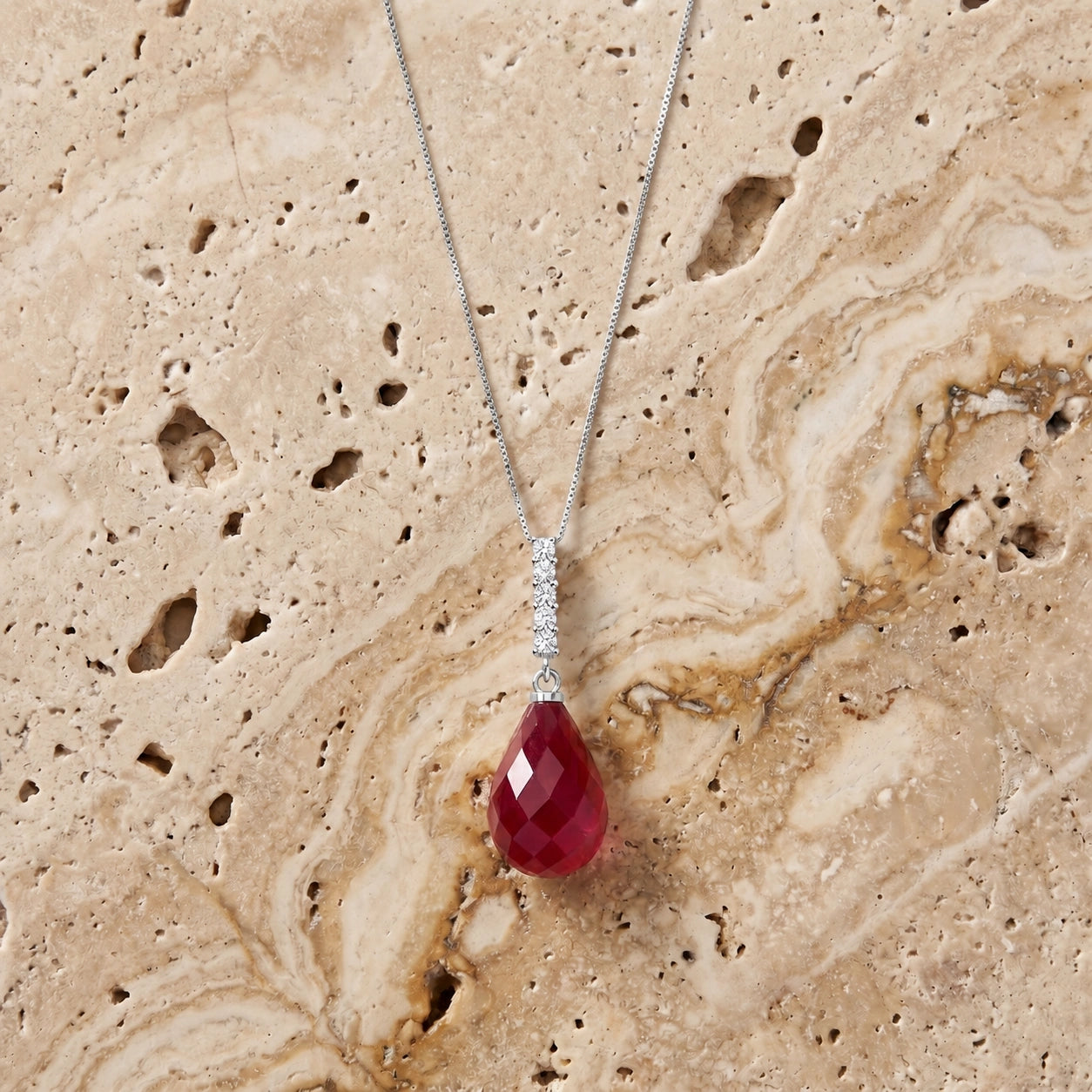 White Gold Pendant Necklace Citrine 10K — Cinzia